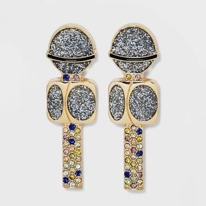SUGARFIX by‎ BaubleBar 'Drop The Mic' Statement Earrings - Silver, NWT